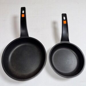 BRA Efficient Non-Stick Frying Pan Set 18cm 22cm Cast Aluminum Black Orange 2pc